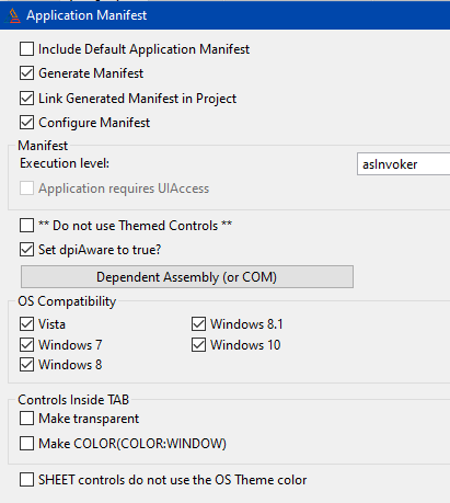 application manifest windows 10